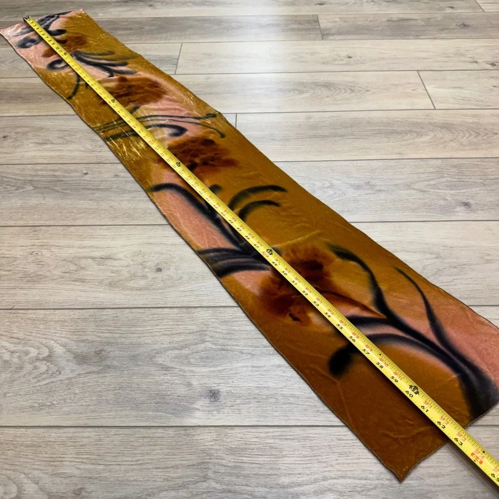 Vintage Hand Painted Silk Velvet Scarf Art to Wear Artsy Scandi Lagenlook